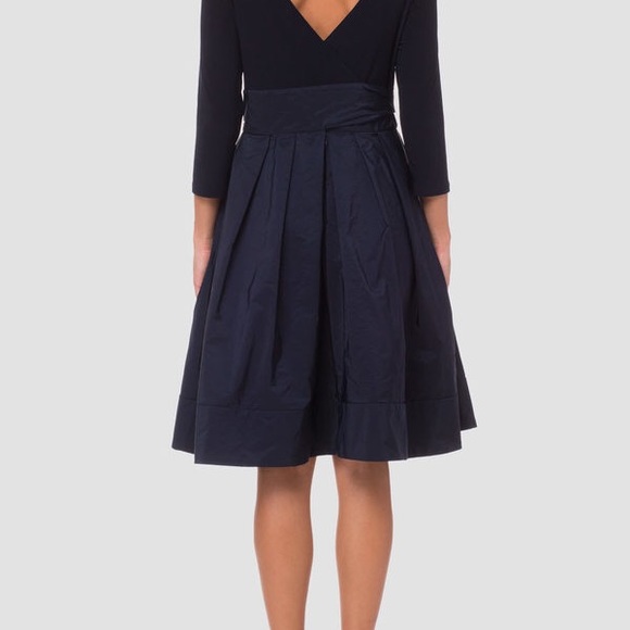 Joseph Ribkoff navy tee length dress with bow - Picture 2 of 8